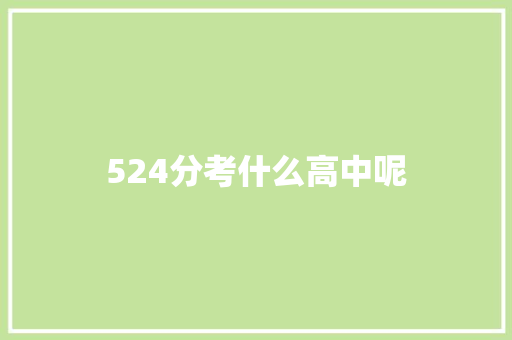 524分考什么高中呢