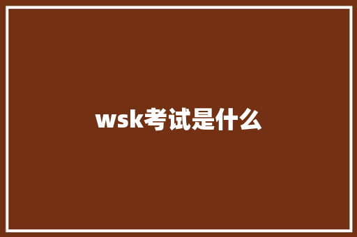 wsk考试是什么