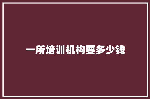 一所培训机构要多少钱
