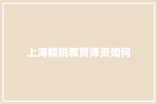 上海精锐教育师资如何