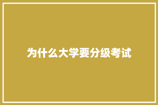 为什么大学要分级考试