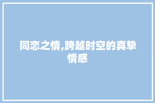 同恋之情,跨越时空的真挚情感