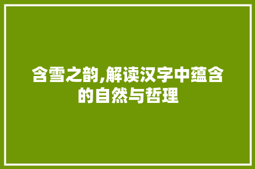 含雪之韵,解读汉字中蕴含的自然与哲理