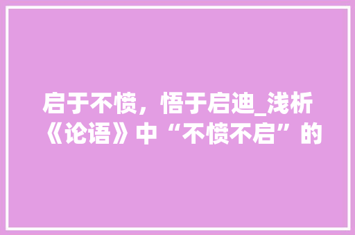 启于不愤，悟于启迪_浅析《论语》中“不愤不启”的教育智慧