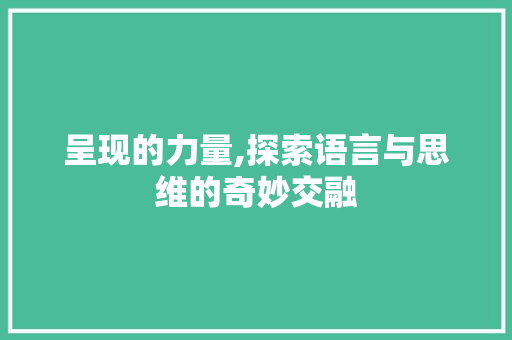 呈现的力量,探索语言与思维的奇妙交融