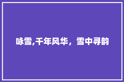 咏雪,千年风华，雪中寻韵