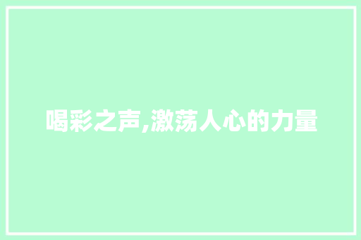 喝彩之声,激荡人心的力量