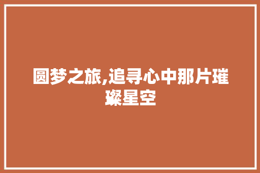 圆梦之旅,追寻心中那片璀璨星空