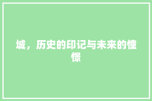 城，历史的印记与未来的憧憬