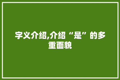字义介绍,介绍“是”的多重面貌