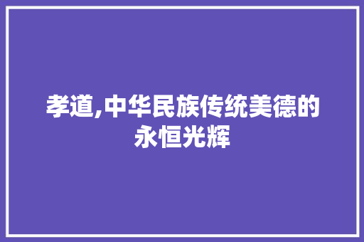 孝道,中华民族传统美德的永恒光辉