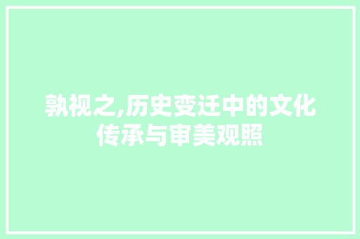 孰视之,历史变迁中的文化传承与审美观照