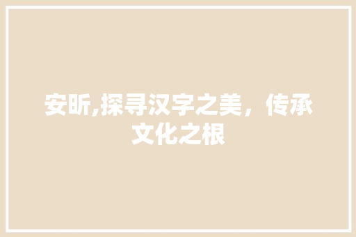 安昕,探寻汉字之美，传承文化之根