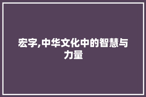宏字,中华文化中的智慧与力量