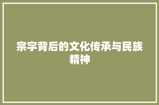 宗字背后的文化传承与民族精神
