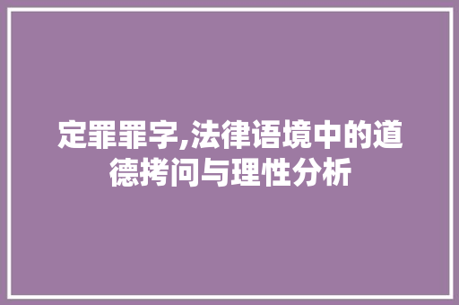 定罪罪字,法律语境中的道德拷问与理性分析