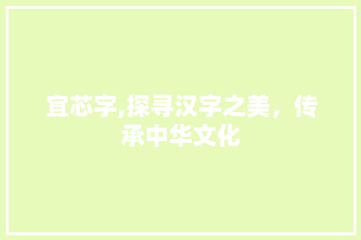 宜芯字,探寻汉字之美，传承中华文化