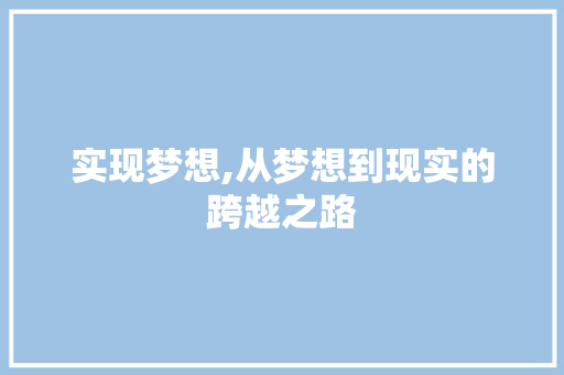 实现梦想,从梦想到现实的跨越之路