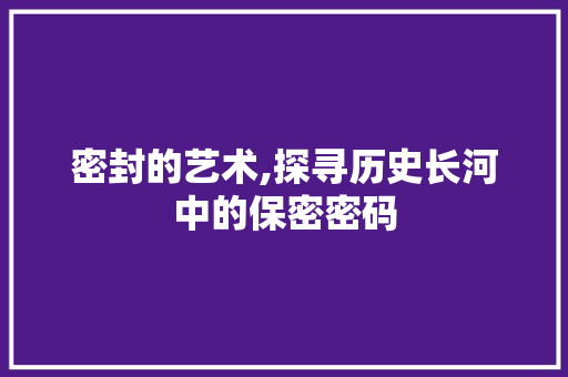 密封的艺术,探寻历史长河中的保密密码