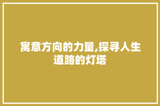 寓意方向的力量,探寻人生道路的灯塔