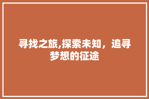 寻找之旅,探索未知，追寻梦想的征途