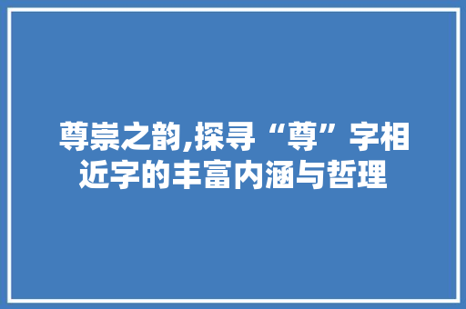 尊崇之韵,探寻“尊”字相近字的丰富内涵与哲理