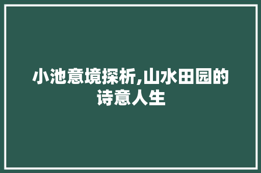 小池意境探析,山水田园的诗意人生