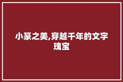 小篆之美,穿越千年的文字瑰宝