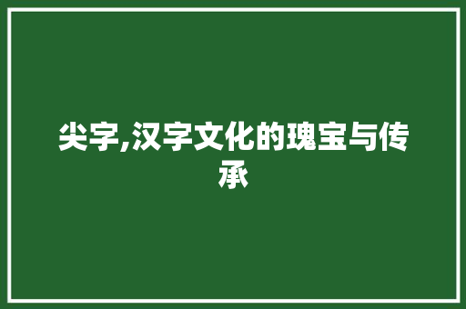 尖字,汉字文化的瑰宝与传承