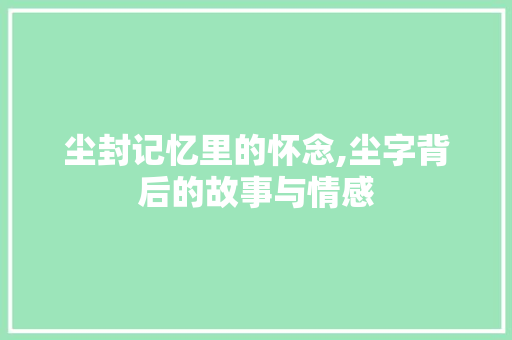 尘封记忆里的怀念,尘字背后的故事与情感