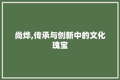 尚烨,传承与创新中的文化瑰宝