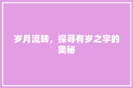 岁月流转，探寻有岁之字的奥秘