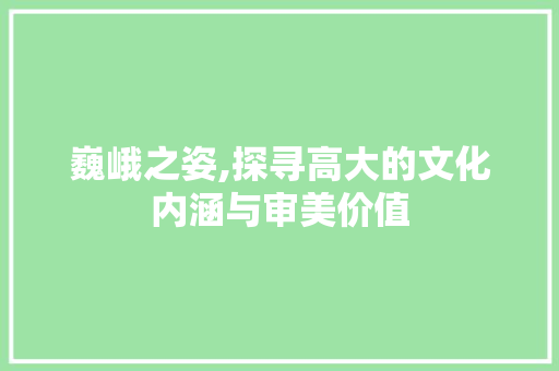 巍峨之姿,探寻高大的文化内涵与审美价值
