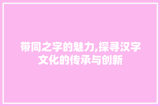 带同之字的魅力,探寻汉字文化的传承与创新