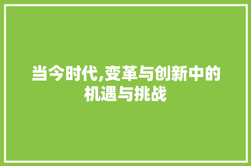 当今时代,变革与创新中的机遇与挑战