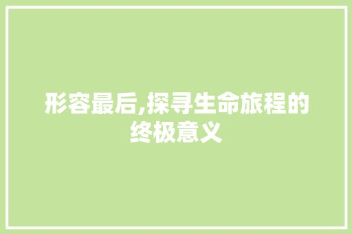 形容最后,探寻生命旅程的终极意义