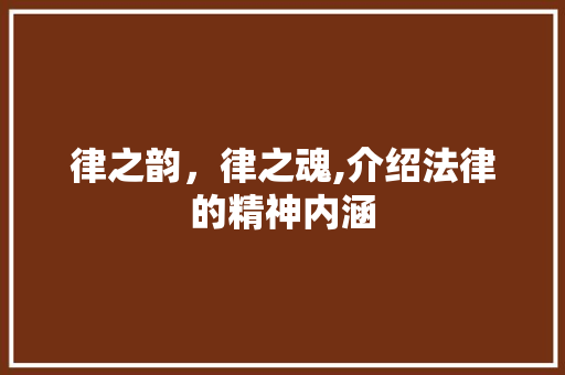 律之韵，律之魂,介绍法律的精神内涵