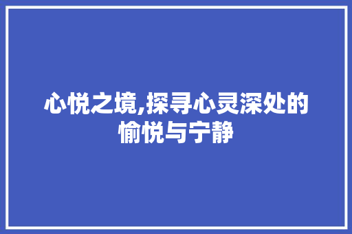 心悦之境,探寻心灵深处的愉悦与宁静