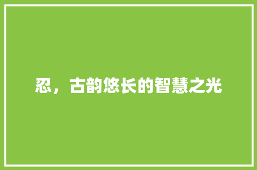 忍，古韵悠长的智慧之光