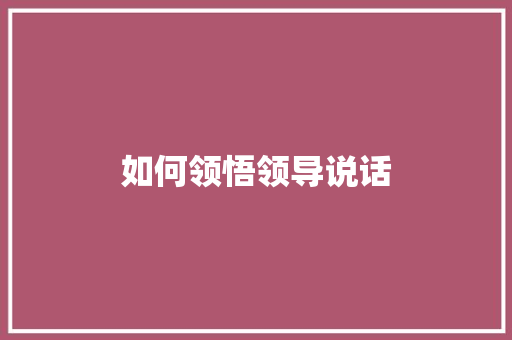 如何领悟领导说话