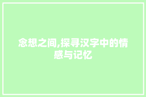 念想之间,探寻汉字中的情感与记忆