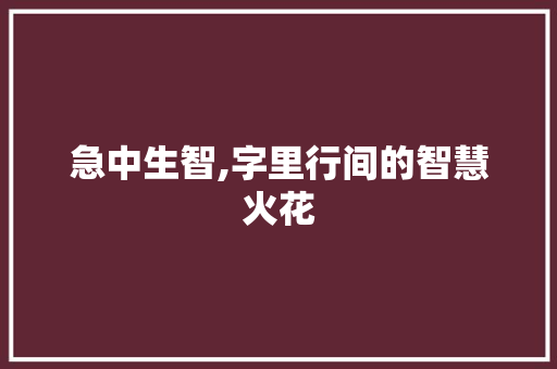 急中生智,字里行间的智慧火花