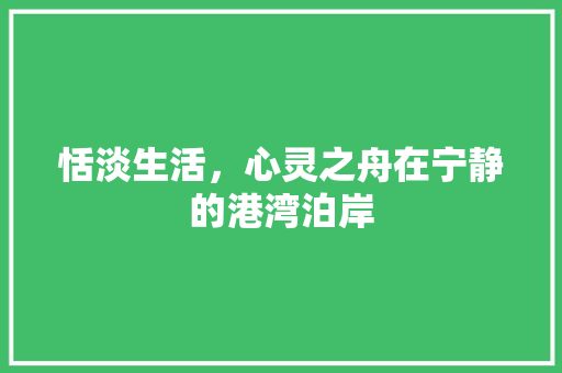 恬淡生活，心灵之舟在宁静的港湾泊岸