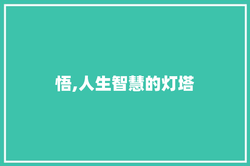 悟,人生智慧的灯塔