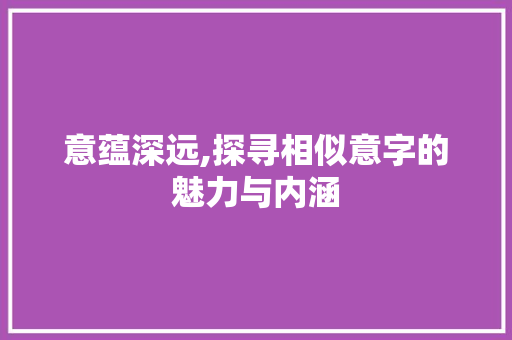意蕴深远,探寻相似意字的魅力与内涵