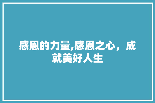 感恩的力量,感恩之心，成就美好人生
