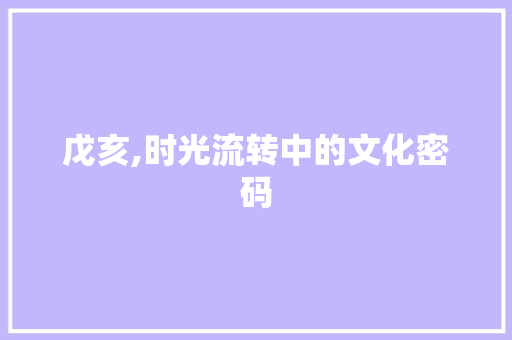 戊亥,时光流转中的文化密码