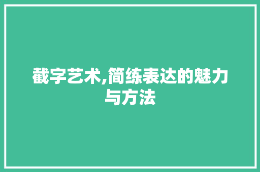 截字艺术,简练表达的魅力与方法
