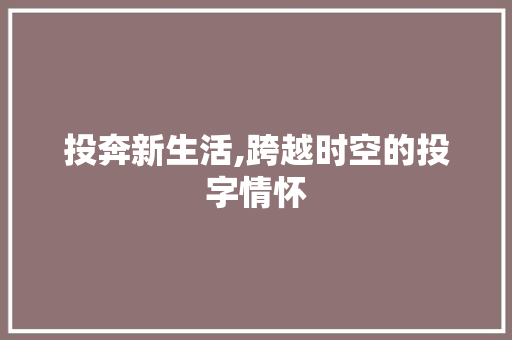 投奔新生活,跨越时空的投字情怀