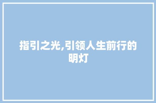 指引之光,引领人生前行的明灯